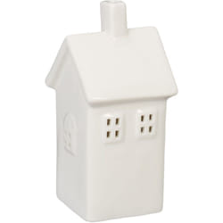 Relaxdays - Casetta Portacandele in Ceramica, Casa Luminosa Porta-Tealight, per 1 Candelina, hlp 13,5 x 6,5 x 7 cm, Bianco