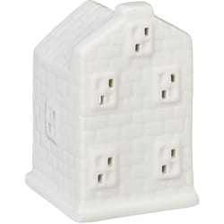 Relaxdays - Casetta Portacandele in Ceramica, Casa Luminosa Porta-Tealight, per 1 Candelina, hlp: 11 x 7 x 6,5 cm, Bianco