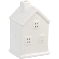 Relaxdays - Casetta Portacandele in Ceramica, Casa Luminosa Porta-Tealight, per 1 Candelina, hlp: 12 x 7,5 x 6 cm, Bianco
