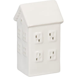 Relaxdays - Casetta Portacandele in Ceramica, Casa Luminosa Porta-Tealight, per 1 Candelina, hlp: 12 x 6 x 5,5 cm, Bianco