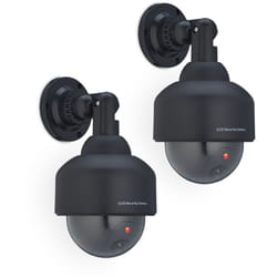 Relaxdays - Telecamera Finta di Sorveglianza, Set 2 Dummy Camera, led Lampeggiante, hlp: 23,5x12,5x14 cm, Deterrente, Nero