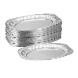 Relaxdays - Vassoi in Alluminio, Set da 40 Vaschette, LxP: 35 x 24 cm, Contenitori Ovali per Grigliate e Barbecue, Argento