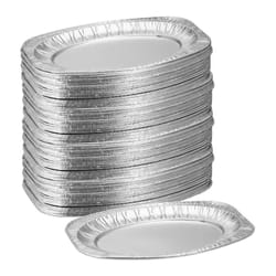 Relaxdays - Vassoi in Alluminio, Set 100 Vaschette, LxP: 35 x 24 cm, Contenitori Ovali per Grigliate e Barbecue, Argento