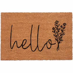 Questo zerbino naturale per la porta d'ingresso, con scritta "Hello" e motivo a bouquet di fiori, si adatta perfettamente a q ...