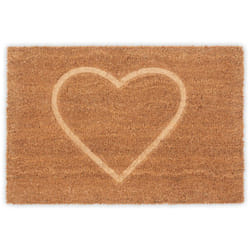 Relaxdays - Zerbino con Cuore, Fibra di Cocco, Tappeto Ingresso Interni ed Esterni, 40x60 cm, Antiscivolo, Naturale