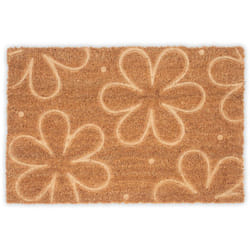 Relaxdays - Zerbino in Gomma e Cocco, Design con Fiori, 60x40 cm, Tappetino Antiscivolo Esterni e Interni, Marrone Nero