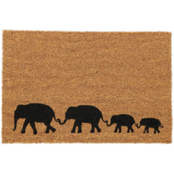 Relaxdays Zerbino in Fibra di Cocco, 60x40cm, Tappetino Antiscivolo, Ingresso Esterno e Interno, Elefanti, Naturale Nero