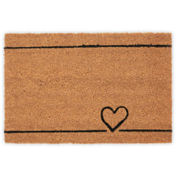 Relaxdays - Zerbino con Cuore, Fibra di Cocco, Tappeto Ingresso Interni ed Esterni, 40x60 cm, Antiscivolo, Naturale Nero