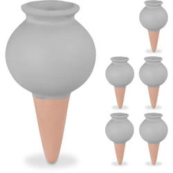 Sfere da Irrigazione a Goccia, Set da 6, Coni Annaffiatura Automatica per Piante in Vaso, Terracotta Grigio - Relaxdays