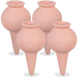 Relaxdays Sfere da Irrigazione a Goccia, Set 4 Coni in Argilla, Annaffiatura Automatica per Piante in Vaso, Terracotta