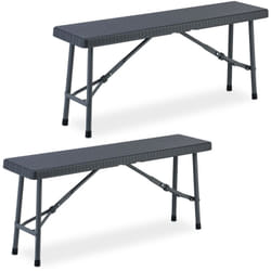 Panca Pieghevole da Giardino, Set da 2 Panchine Richiudibili Salvaspazio, per Balcone e Giardino, Grigio - Relaxdays