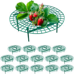 Relaxdays - Set da 15 Anelli di Supporto per Fragole, Sostegno in Plastica per Piante da Orto, Rete Antimuffa, Verde