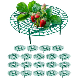 Relaxdays - Set da 20 Anelli di Supporto per Fragole, Sostegno in Plastica per Piante da Orto, Rete Antimuffa, Verde