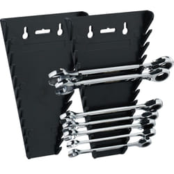 Relaxdays - Porta Chiavi Inglesi Magnetico da Parete, Set da 2, 12 Supporti per Attrezzi e Cacciaviti da 6 - 24 mm, Nero