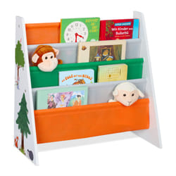 Relaxdays - Scaffale per Bambini, Mobile Libreria con 4 Scomparti Porta Giochi e Libri, hlp: 60 x 62,5 x 28 cm, Colorato