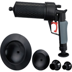 Relaxdays - Pistola Sturalavandini ad Aria Compresa, Stura Lavandini e Scarichi, 4 Inserti, Pompa Sturatubi e Water, Nero