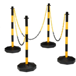 Relaxdays - Paletto di Delimitazione, Set da 4, Dissuasore di Parcheggio, Barriere per Eventi e Feste Mobili, Nero Giallo