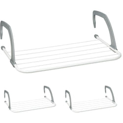 Stendino da Balcone, Stendibiancheria da Termosifone, Spazioso, Salvaspazio, Spazio Stenditura 3 m, Bianco - Relaxdays