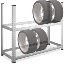 Relaxdays - Scaffale Portagomme per 8 Pneumatici, 102 x 124 x 48 cm, 100 kg, Acciaio Zincato, Garage e Officina, Argento