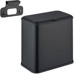 Relaxdays - Cestino da Bagno e Cucina, Pattumiera Gancio per Anta, Secchio Interno Portarifitui 5L, Ferro e Plastica, Nero