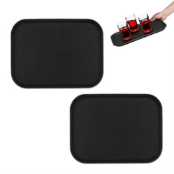 Relaxdays - Vassoio Antiscivolo, Set 2 Piatti da Portata, LxP: 41x30 cm, per Servizio Ristorante, Bar, Cucina e Casa, Nero
