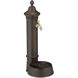 Relaxdays - Fontana da Giardino in Stile Antico, Fontanella a Colonna con Rubinetto e Vaschetta, hlp: 72x26x31 cm, Marrone