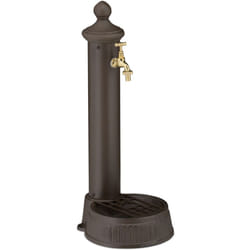Relaxdays - Fontana da Giardino in Stile Antico, Fontanella a Colonna con Rubinetto e Vaschetta, hlp: 65x25x30 cm, Marrone