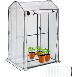 Relaxdays - Serra da Balcone e Giardino, con 4 Ripiani, 150 x 100 x 80 cm, in pvc, Telaio in Acciaio, Trasparente Verde