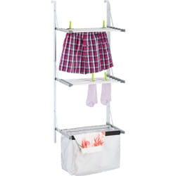 Relaxdays Stendibiancheria da Doccia, Stendino da Appendere alla Porta, Termosifone, Spazio Stenditura 3,8 m,Argentato