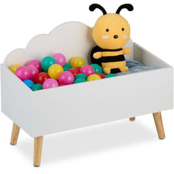 Relaxdays - Cassapanca Bambini, Contenitore Portagiochi da Cameretta, Baule Porta Giochi, mdf, hlp: 45x60x30 cm, Bianco
