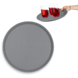Relaxdays - Vassoio Antiscivolo Rotondo ø 35 cm, Piatto da Portata, per Servizio Ristorante, Bar, Cucina di Casa, Grigio