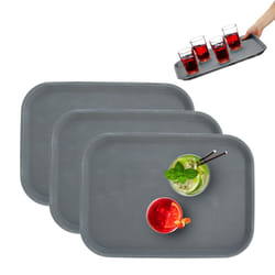 Relaxdays - Vassoio Antiscivolo, Set 3 Piatti da Portata, LxP: 35x25 cm, Servizio Ristorante, Bar, Cucina e Casa, Grigio