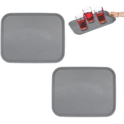 Relaxdays - Vassoio Antiscivolo, Set 2 Piatti da Portata, LxP: 46x35 cm, Servizio Ristorante, Bar, Cucina e Casa, Grigio