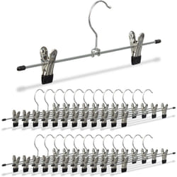 Relaxdays Set da 25 Grucce per Pantaloni, Appendini per Gonne, 2 Clip Appendi Abiti, Ferro, HxLxP: 11,5x35x2 cm, Argento