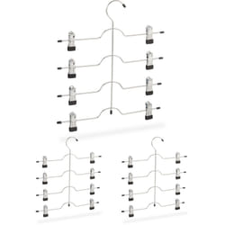 Relaxdays - Grucce Appendiabiti Multiple, Set 3 Stampelle con Pinze Appendi Pantaloni e Gonne, Appendini Abiti, in Ferro