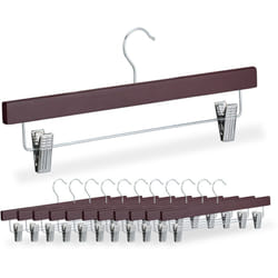 Relaxdays - Set da 12 Grucce per Pantaloni, Appendini per Gonne, 2 Clip Appendi Abiti, Legno, Ferro, 15,5x36x3 cm, Marrone