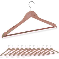 Grucce Appendiabiti, Set da 12 Appendini con Protezione Antitarme, Barra Appendi Pantaloni, Legno, Naturale - Relaxdays