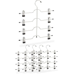 Relaxdays - Grucce Appendiabiti Multiple, Set 5 Stampelle con Pinze Appendi Pantaloni e Gonne, Appendini Abiti, in Ferro