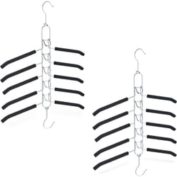 Relaxdays - Grucce Appendiabiti Multiple Salvaspazio, Set 2 Appendi Abiti e Giacche, Ferro, eva Antiscivolo, Argento Nero