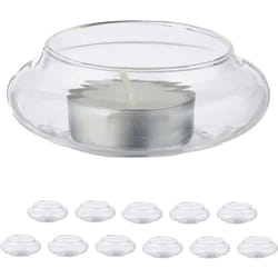 Relaxdays - Vasetti Portacandele Galleggianti, Set 12, Porta Candele e Lumini da Acqua, HxD 3,5 x 8 cm, Vetro, Trasparente