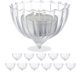 Relaxdays - Vasetti Portacandele Galleggianti, Set 12, Porta Candele e Lumini da Acqua, HxD 5x6,5 cm, Vetro, Trasparente