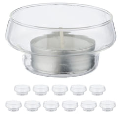 Relaxdays - Vasetti Portacandele Galleggianti, Set 12, Porta Candele e Lumini da Acqua, HxD 3,5x6,5 cm, Vetro, Trasparente
