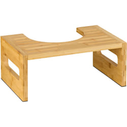 Sgabello per wc, Sgabellino da Toilette per Adulti, in Bambù, Bagno, HxLxP: 18,5 x 43,5 x 28 cm, Naturale - Relaxdays