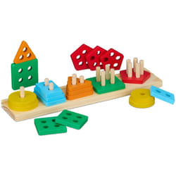 Relaxdays - Gioco Incastro in Legno per Bambini, 5 Forme Impilabili, Giocattolo Educativo per Bimbi dai 3 Anni, Colorato