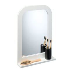 Relaxdays - Specchio da Parete da Bagno, con Mensola, Specchiera con Ripiano Portaoggetti, hlp: 54x38x8,5 cm, mdf, Bianco