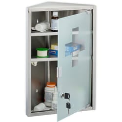 Relaxdays - Armadietto Pronto Soccorso per Medicinali, Cassetta Medicine Chiusa a Chiave, 3 Scomparti, hlp: 45x30x17,5 cm