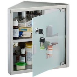 Relaxdays - Armadietto Pronto Soccorso per Medicinali, Cassetta Medicine Chiusa a Chiave, 2 Scomparti, hlp: 30x30x17,5 cm