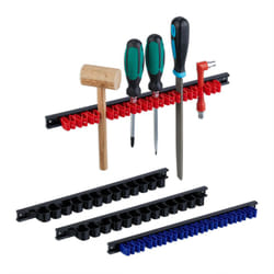 Relaxdays - Set 4 Porta Utensili da Parete, Portattrezzi da Muro Ganci Doppi per Attrezzi e Cacciaviti, Plastica Colorata