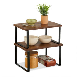 Relaxdays - Scaffale da Tavolo Portaspezie, Set 2 Alzatine Organizer Cucina, Ripiani Salvaspazio, Impilabili, Marrone Nero