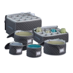 Relaxdays Contenitori per Stoviglie e Piatti, Set 6 Scatole Portapiatti, Porta Bicchieri Vino, Tazze, Organizer, Grigio